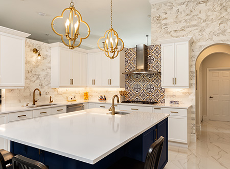Kitchen with under cabinet lighting