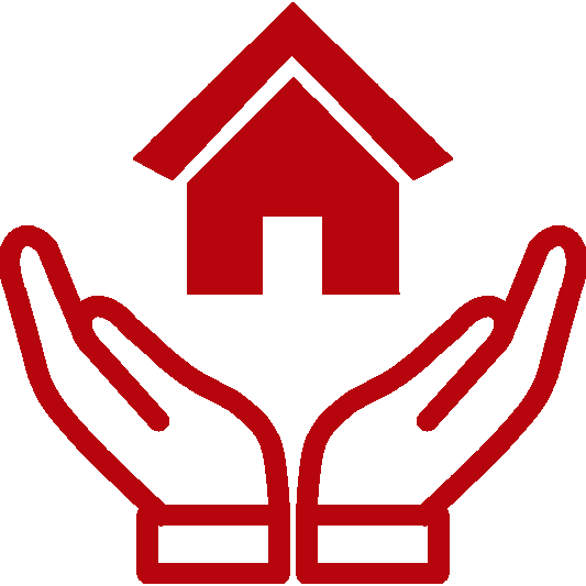 Two hands holding up a house
